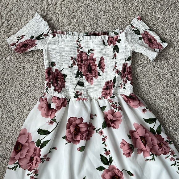 SHEIN elastic off the shoulder white floral mini dress Womens size M - Picture 2 of 4